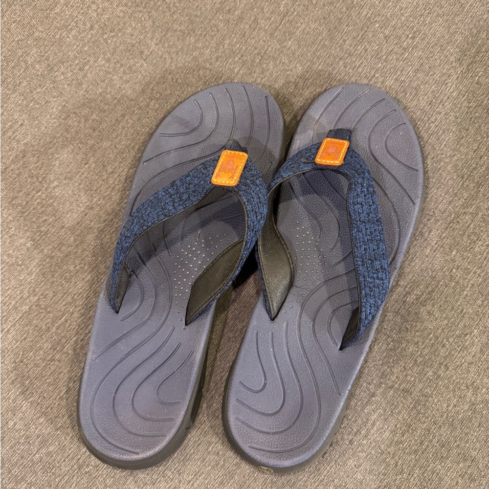 KuaiLu Dark Blue Arch Support Flip-Flop Sandals - Picture 2 of 4